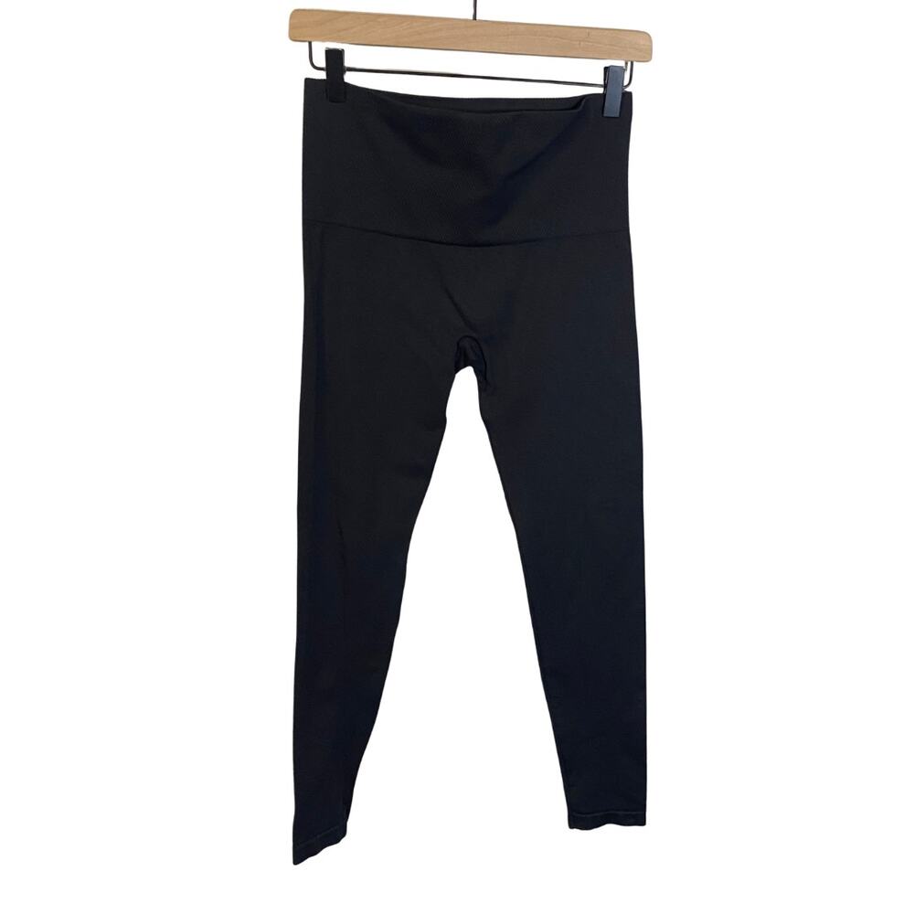 Assex by SPANX Black Mid-Rise 7/8 Length Legging Wide Waistband Slimming Sz M